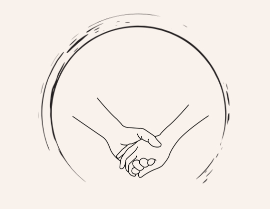 dessin deux mains entrelacés symbole union entouré d'un cercle
